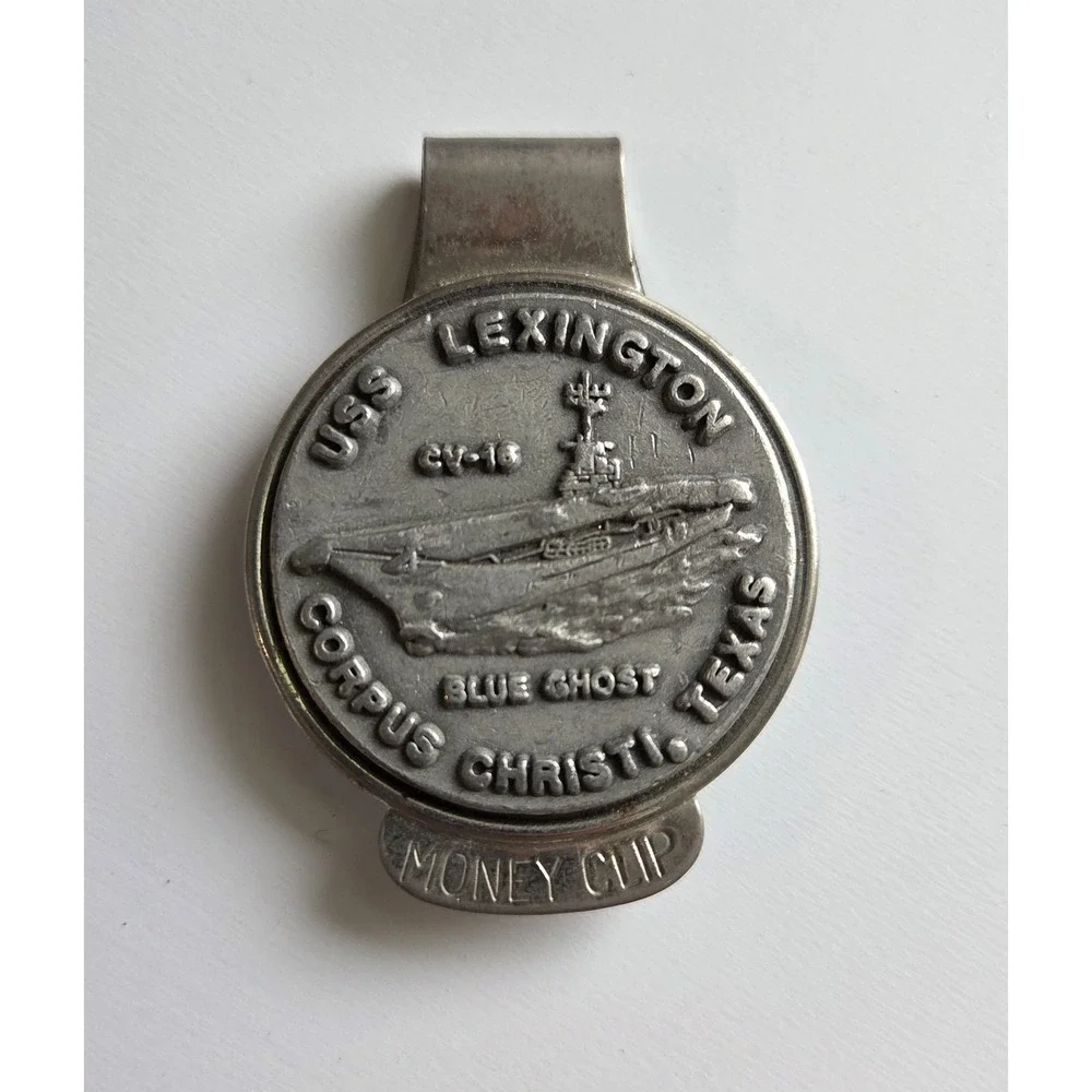USS Lexington Blue Ghost Corpus Christi Texas Money Clip CV-16 Vintage
